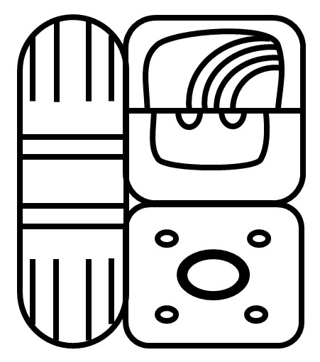 A painted glyph block reading aj tz'ihb, scribe.